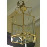 A reproduction gilt brass hall lantern, of octagonal form, 50cm high