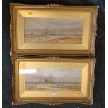 H. W. Vernon (19th/20th century British) Fishing and other boats in squally seas watercolour, signed