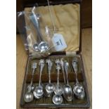 A set of six silver coffee spoons, and six Lion Judah silver spoons, five others and a small