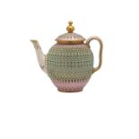 A late 19th century Royal Worcester reticulated and jewelled porcelain teapot and cover, in the