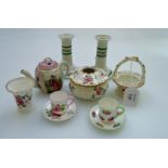 A small mixed lot of decorative pottery and porcelain, including a 19th century Dresden trio, two