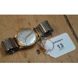 A gentleman's gold plated Roamer wristwatch, champagne dial and baton numerals, together with a