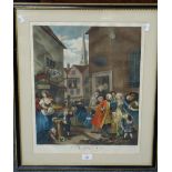 After William Hogarth 'Noon' a 19th century hand coloured engraving 49.5 x 39.5cm