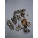 An Art Deco paste bracelet, a small quantity of silver and paste jewellery and a small quantity of