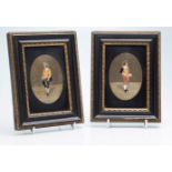 A pair of late 19th century Italian pietra dura plaques, each of a caballero wearing feathered