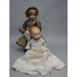 An Armand Marseille bisque head baby doll, mould number 341/4, together with an Armand Marseille