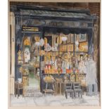 Gale Pitt 'The Curio Shop', market, Mayfair watercolour, signed and dated 83 46 x 40cm