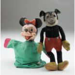 A mid 20th century Dean's felt Mickey Mouse, with cloth filled body, 22cm, together with a Semco
