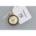 A lady's 18ct gold and enamel pocket watch, the profusely engraved dial with Roman numerals, front