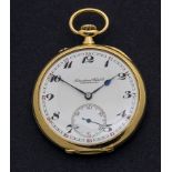 International Watch Company, an early 20th century 18ct gold keyless lever pocket watch, white