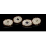 A pair of Victorian 18ct gold diamond, sapphire and enamel cufflinks, the enamelled oval panels with