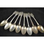 Seven assorted Georgian silver dessert spoons - approx total weight 301g/9.6 troy oz, together