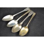 Four assorted Georgian silver tablespoons, all with initialled handles - approx weight 244g/7.8 troy