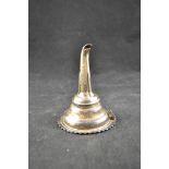 A late Georgian Scottish silver wine funnel with gadrooned edge, unmarked strainer, but mark to