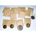 Selection of commemorative French medallions, including Henri IV, etc.