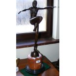 Modern bronze figure of Art Deco lady dancing - 56cm high