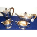 A four piece Art Deco silver teaset - Sheffield 1939