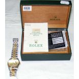 A stainless steel cased Rolex Oyster Perpetual, Datejust gent's wrist watch with diamond studded