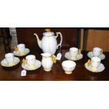 A 15-piece Aynsley Art Deco coffee set with "Butterfly" handles to the cups and jugs