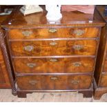 A small proportioned antique walnut chest of drawers - 82cm