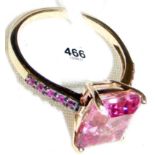A 9ct gold pink stone dress ring