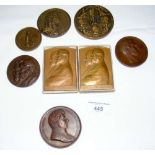 Selection of French bronze and other medallions, including La Famille Royale