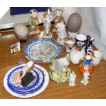 Sundry assorted ceramicwares including early Derby coffee can, decorated eggs, etc