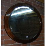 Inlaid Edwardian bevelled wall mirror - 96cm