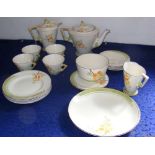 A hand-painted Burleigh ware Art Deco teaset