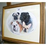 B. WEBBER - portrait of four dogs - watercolour - 15cm x 22cm