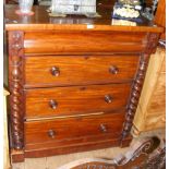 A Victorian mahogany Scottish chest of four long and one secret drawer