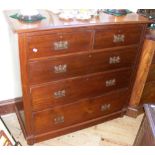 Antique chest of two short and three long graduated drawers