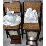 A pair of wall mirrors, folding chairs, jug and bowl, etc.