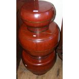 A set of three graduated Chinese red lacquer ware storage vessels