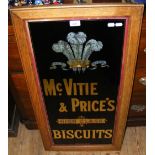 Original antique advertising sign for "McVitie & Prices High Class Biscuits" in oak frame - 85cm x