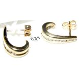 Pair of 9ct gold diamond mounted hoop earrings