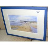 PETER JONES - 20cm x 34cm watercolour - Forelands Beach scene - signed and dated 2005