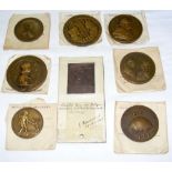 Selection of old French bronze medallions, including Louis XII