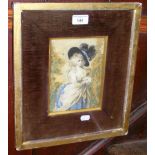 19th century watercolour - portrait of elegant lady - monogrammed JCS