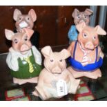 A five-piece Wade NatWest piggy bank family