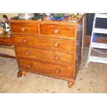 Victorian mahogany chest of two short and three long graduated drawers