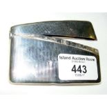 Silver card holder of curved design - 8cm