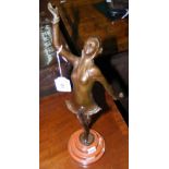 Modern bronze figure of Art Deco lady - 39cm high