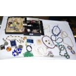 Selection of costume jewellery, collectable crowns, etc.