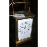 A large brass cased carriage clock - 15cm high
