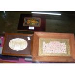 An Indian oval painting on ivory/bone - interior scene, together with one other and a framed