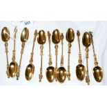 Set of twelve Dutch silver gilt apostle spoons