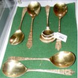 A set of six large antique silver gilt spoons