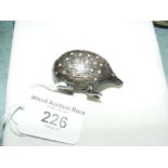 An unusual novelty silver antique pin cushion in the form of a hedgehog - 4cm