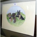 B. WEBBER - portrait of two dogs - watercolour - 19cm x 27cm